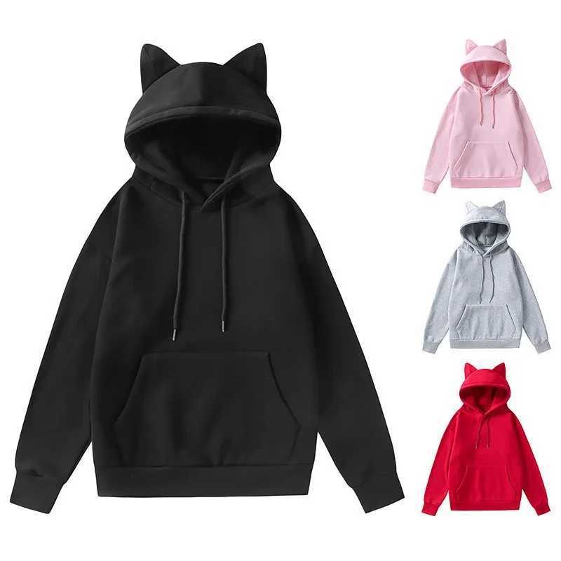 Spring and autumn new style foreign trade womens Cats ears Steamed catear shaped bread design hooded fleece sweater fashion W251020