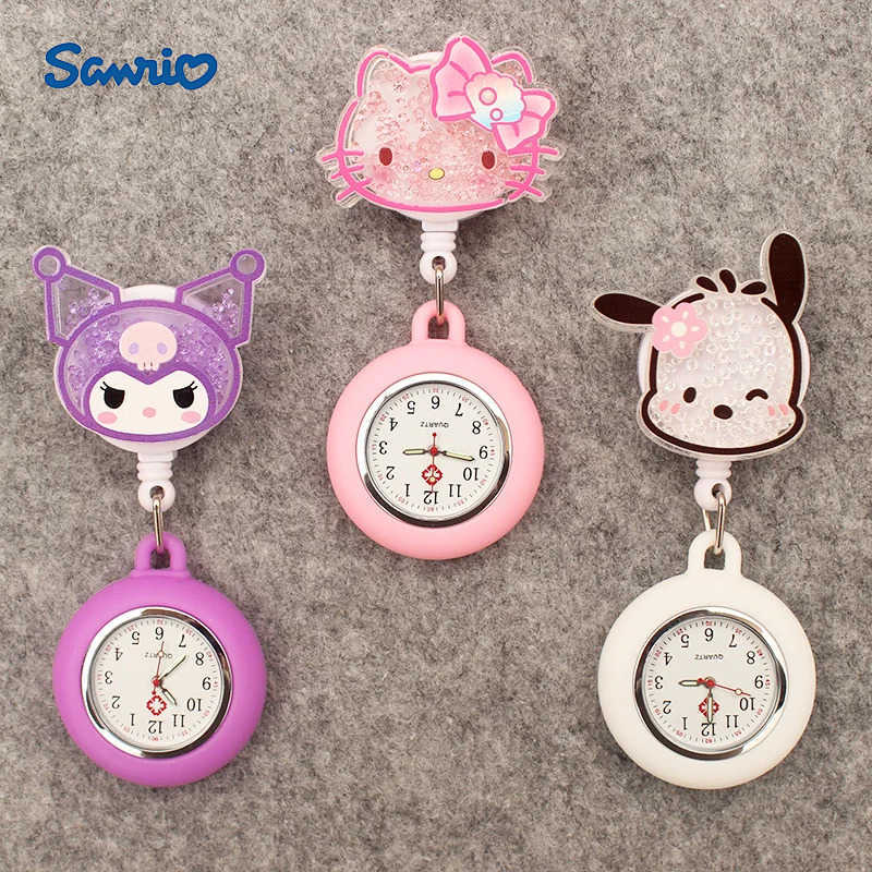 Sanrio 5 Colors Retractable Cartoon Kuromi Kitty Nurse Doctor FOB Pocket Watches Hospital Medical Badge Reel Gifts Clip Watch L251020