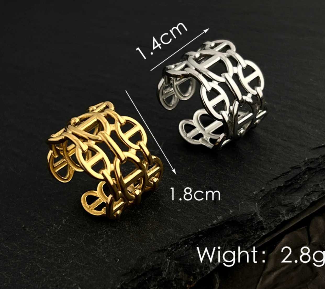 Couple ring luxurious fashion retro ring stainless steel plated simple and versatile highend sense open design sense ring J251020