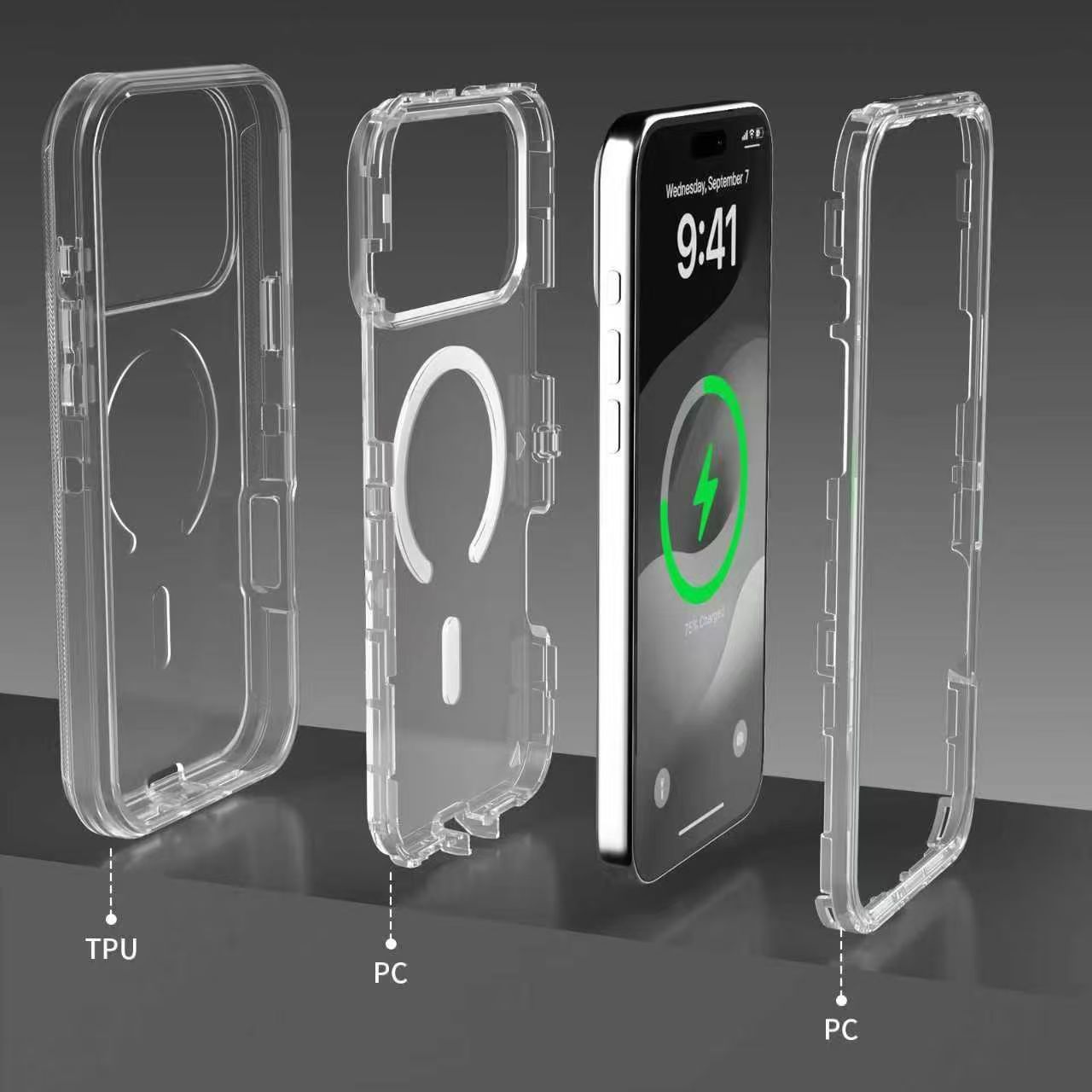 Magnetic Clear Phone Case Rugged Anti-drop 3 in 1 Heavy Duty Defender Case for iPhone 17 PRO 16 PLUS 15 14 Magsafe Protective Cover - view 4