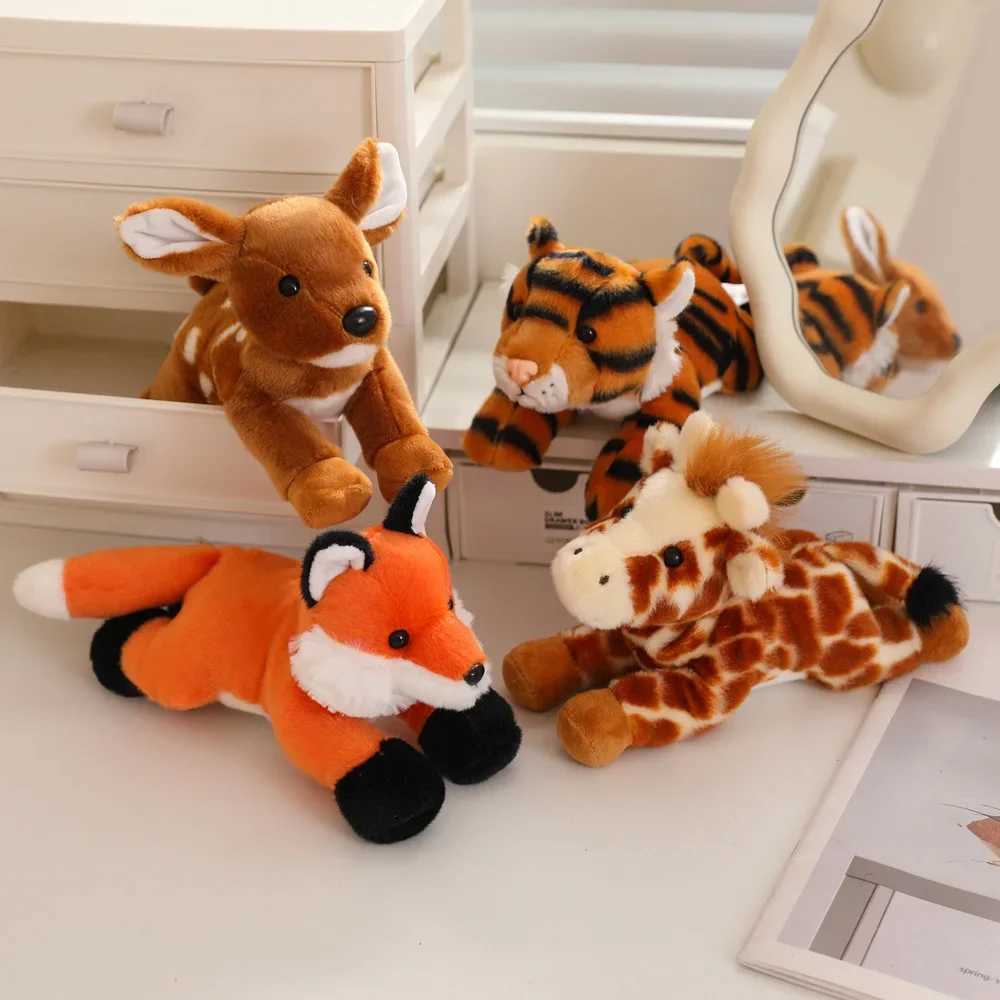 Multiple Kinds Forest Animal Plush Toys Fluffy Lion Panda Wolf Zebra Giraffe Elephant Doll Funny Lying Prone Pose Cartoon Pets J251020