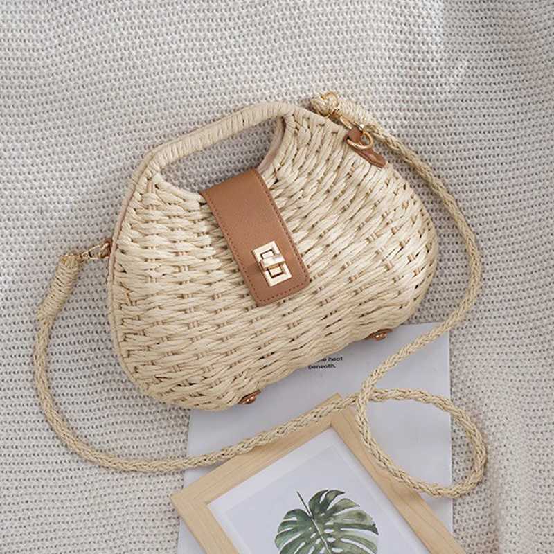 New Fashionable Womens Handheld Straw Bag Luxury Versatile Shoulder Crossbody BagT251020