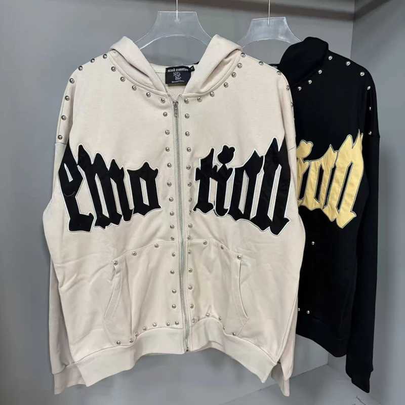 Mens Clothing MIXED EMOTION Hoodie Autumn Winter High Quty Letter Print Cardigan New Red Hooded Sweatshirt Tops C251020