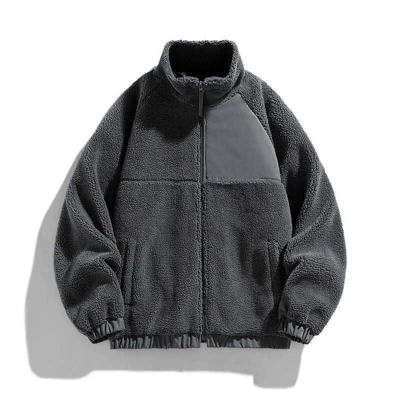 Winter Men Outdoor Sweater Lamb Fleece Jackets Down Thicken Coats Male Windproof Coldproof Warm Zip Up Stand Comfortable Wear M251020