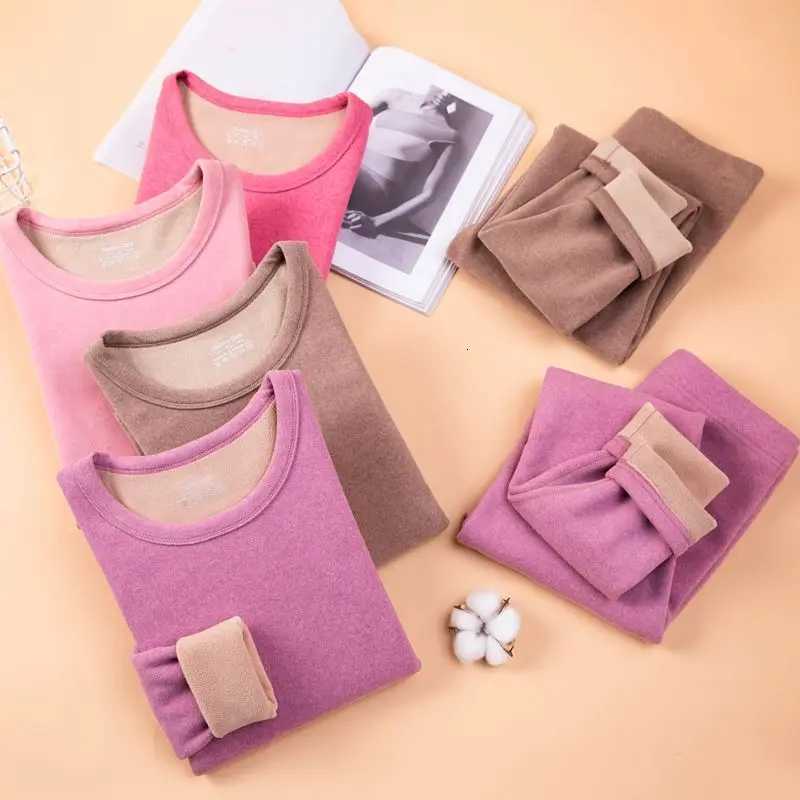 Thermal Underwear Women Suit Thicken Lamb Fleece High Elastic High Waist Long Johns Bottoming Two Piece Sets Thermos ClothingT251020