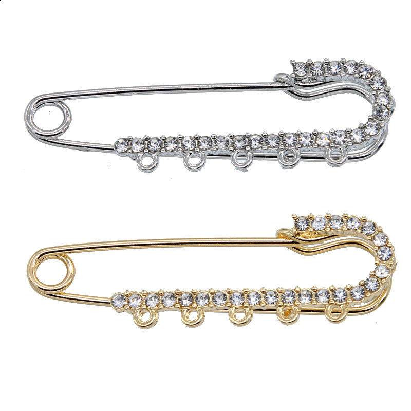 2pcs/lot Gold Plated Muslim Islamic Baby Pins Rhinestone Baby Stroller Safety Pins With Loops for born Gift Jewelry Making 250103