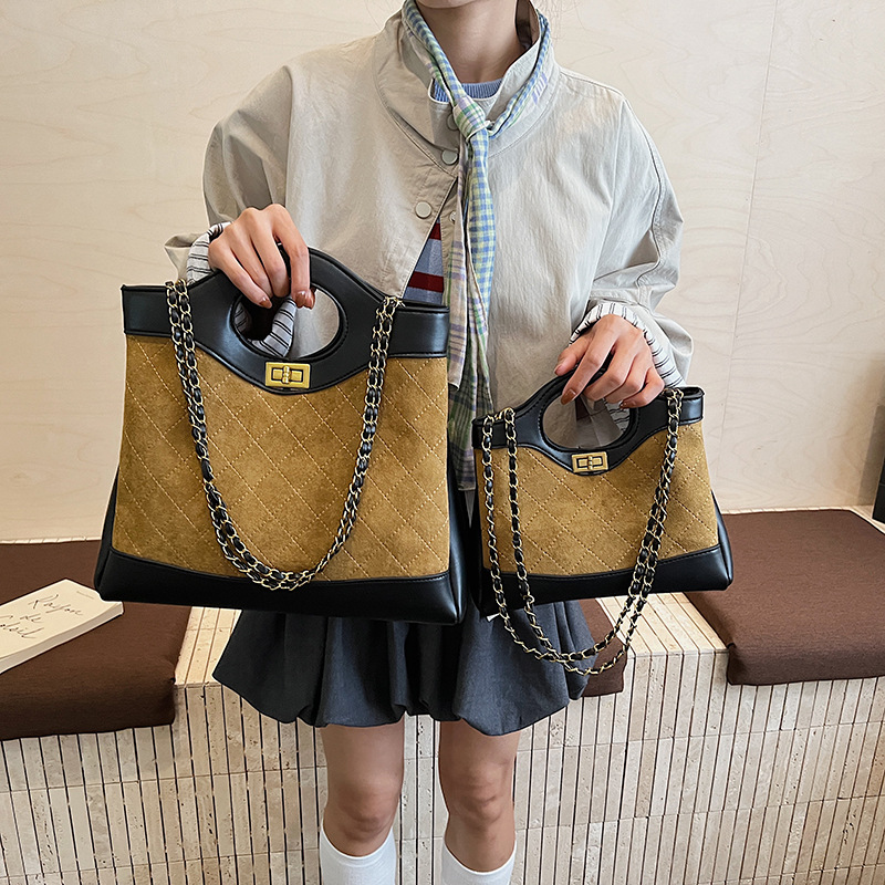 free shipping designer shoulder bags 2025 autumn and winter new diamond grid chain bag fashionable versatile casual large capacity tote bag for woman