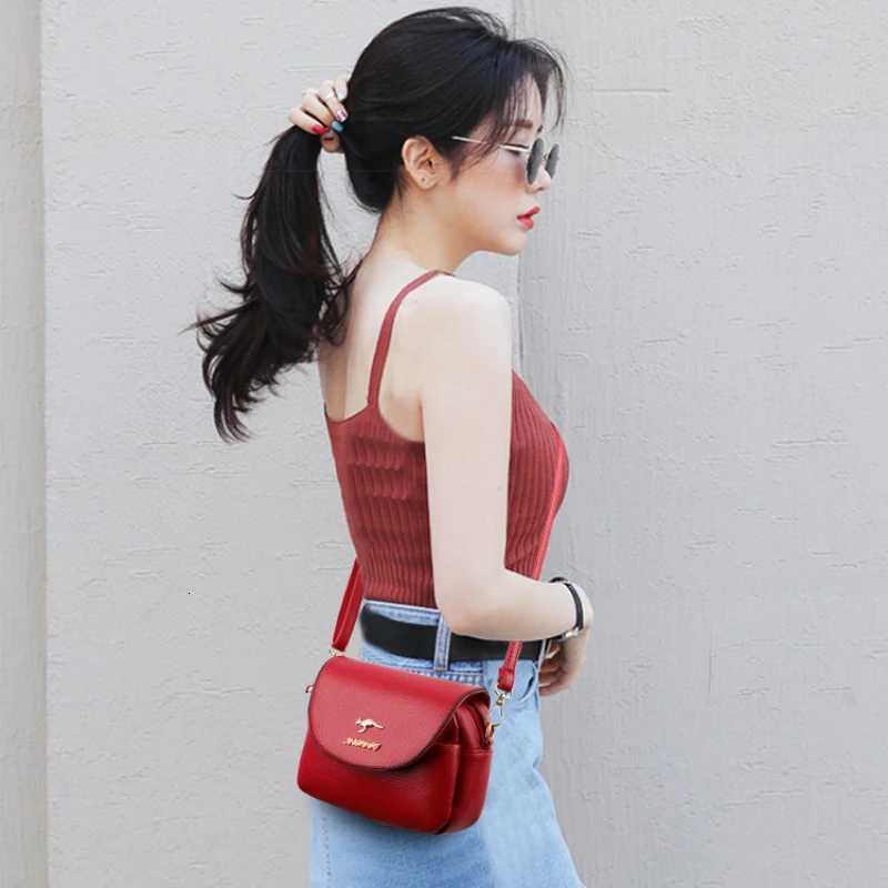 2025 New Soft Pu Leather Womens Bag with Multilayer Single Shoulder Crossbody Bag Fashion Small Square High Quality Phone BagT251020