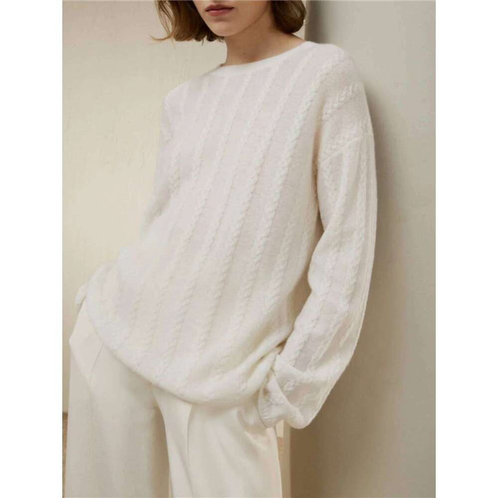 New Cashmere In Autumn Winter With Round Neck, Soft Waxy And Loose Twisted Wool Sweater 251020 251020