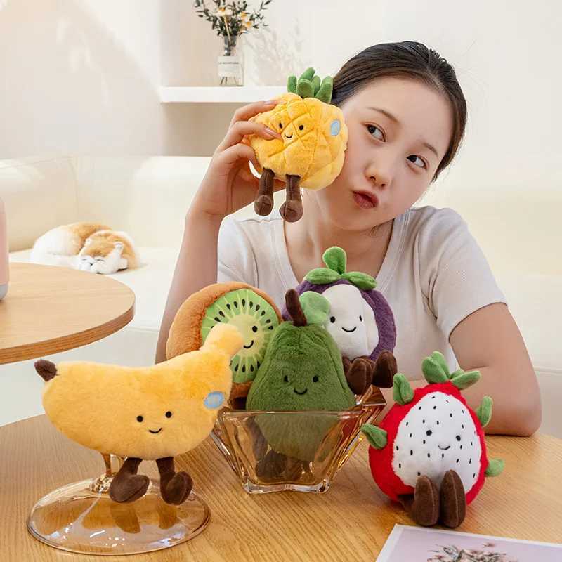 Kawaii Fruit Plush Toy Stuffed Banana Watermelon Pear Orange Strawberry Plush Doll Soft Food Plush Peluche Birthday Gift J251020