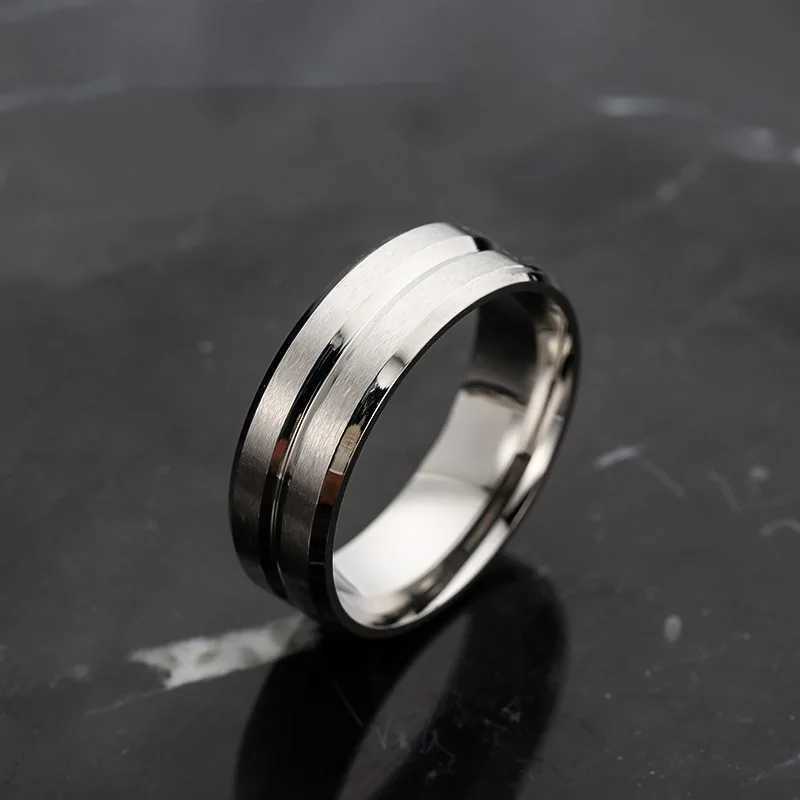 Starry Fleld 8mm wide ring with a middle groove frosted finish trendy simple and personalized suitable for both men and women J251020
