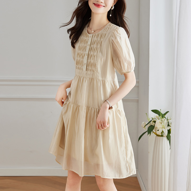 K888 New Tencel dress women's mid-length skirt summer new waist slim A-line skirt