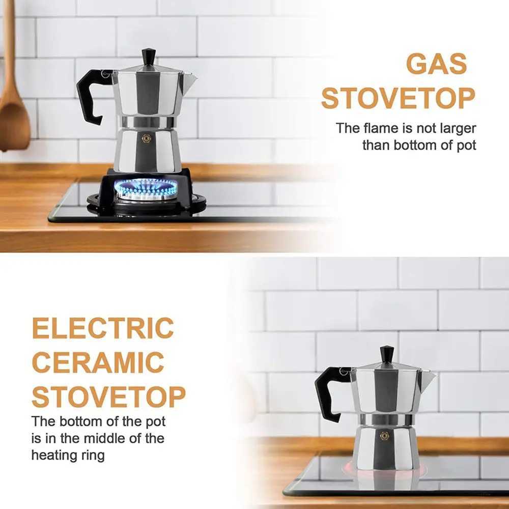 Aluminum Coffee Kettle Household Italian Octagonal Moka Coffee Tea Pot Off He Travel Outdoor Camping Tableware Equipment Y251020