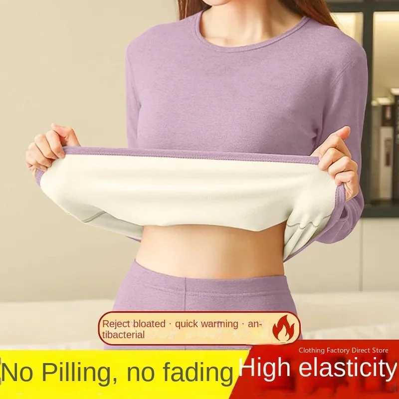 Womens Velvet Bottoming Toptrousers Thermos Warm Intimate Selfheating Thermo Lingeries Ladies Solid Long Sleeve Intimate SetT251020