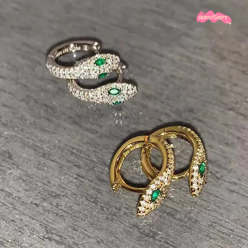 S Sterling Sier Serpentine Earrings for Women - Fashion Micro Zircon Inlaid Bright Hip Hop Style ddmysept