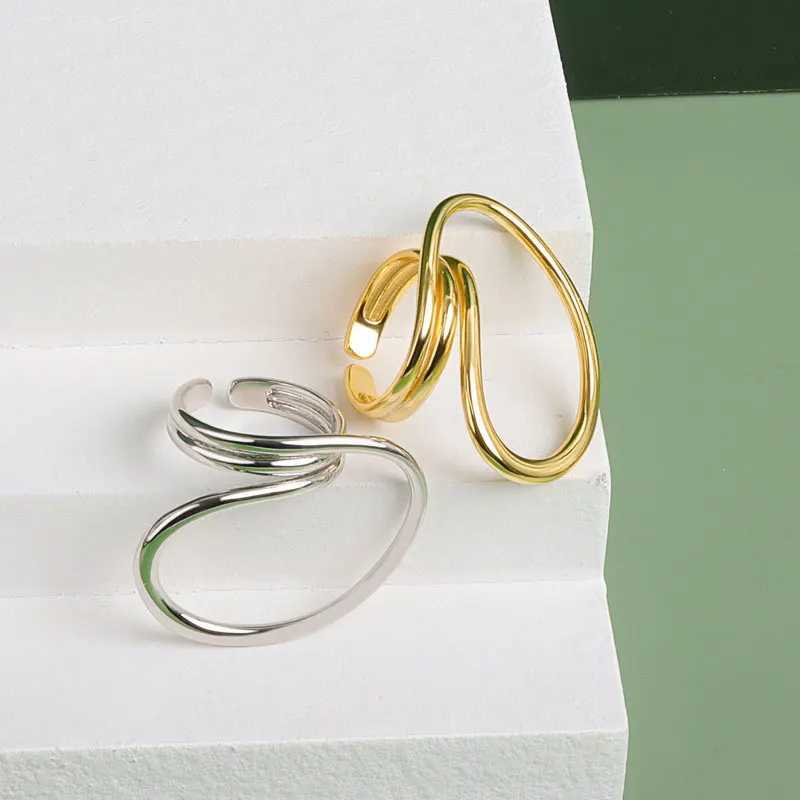 LIVVY Silver Color Geometric Multilayer Zircon Open Ring Female Fashion Retro Unique Design High Quality Jewelry Gift J251020