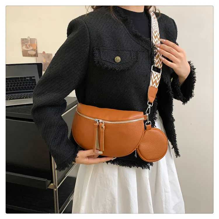 Genuine Leather Women Shoulder Crossbody Bags Luxury Cow Leather Chest Bag With Small Purse Female Handbags Waist BagT251020