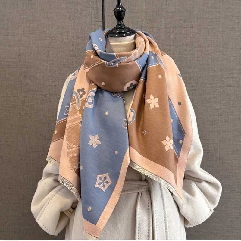 New Winter Warm Cashmere Scarf Women Luxury Print Shawl Thick Blanket Wrap Neckerchief Fashion Bufanda Echarpe PonchoL251020