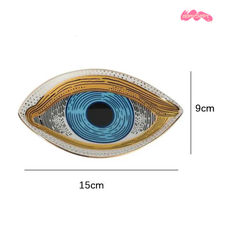 Evil Eye Shaped Ceramic Tray - Decorative Jewelry Holder, Candy Dish, and Abstract Home Decoration ddmysept