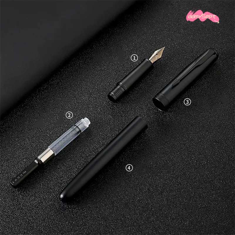 wholesale Premium Writing Instrument - All Black Metal Fountain Pen, Fine Nib 0.5mm for Office, School, and Personal Use ddmysept