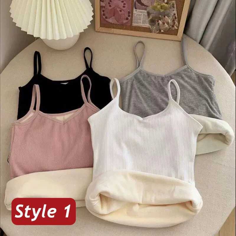 Women Winter Warm Underwear Solid Thermal Casual Nightwear Female Elastic Velvet Sleeveless Tops Ladies Camisole Sexy LingerieT251020