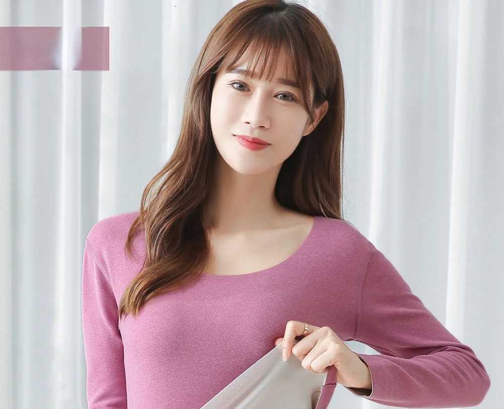 Traceless heat insulation underwear Womens plush thickened suit Autumn clothes and trousers for women medium thick setsT251020