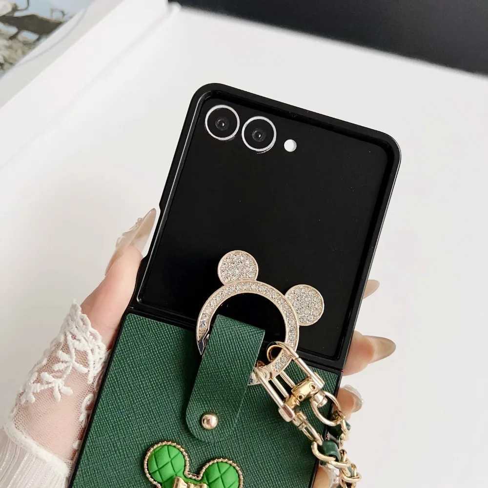 Crossbody Lanyard Phone Case For Galaxy Z Flip 7 6 5 4 3 Flip7 Flip6 Flip5 Cute Cartoon Ring Leather Protective Cover J251114