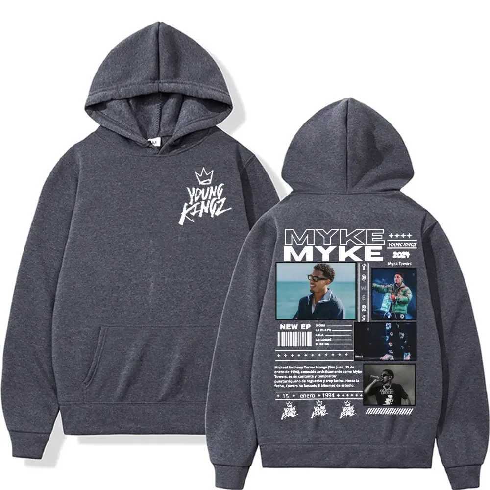 Rapper Myke Towers Men Plus Size Hoodie Hip Hop Rock Street Outdoor Casual Pop Long Sleeve Y2K Warm Fall Sweatshirt Clothing W251020
