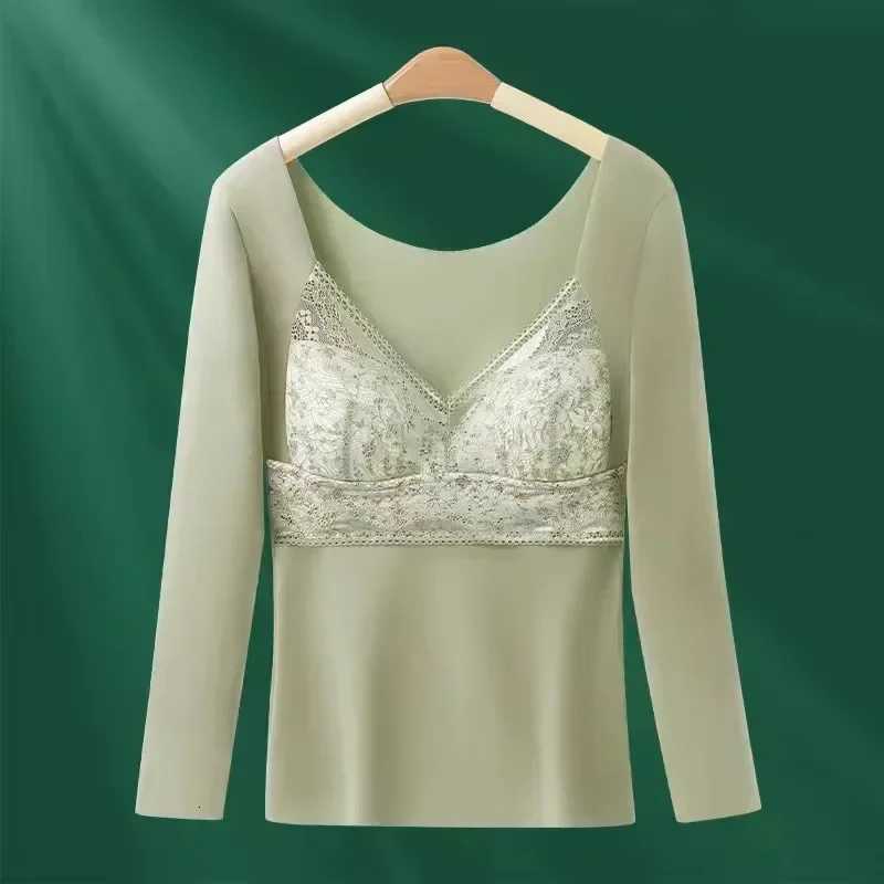 Thermal Shirt Long sleeved Warm Womens Plush Thickened Warm Underwear Brushed De Rong No Trace Heat Insulation Underwear TopT251020