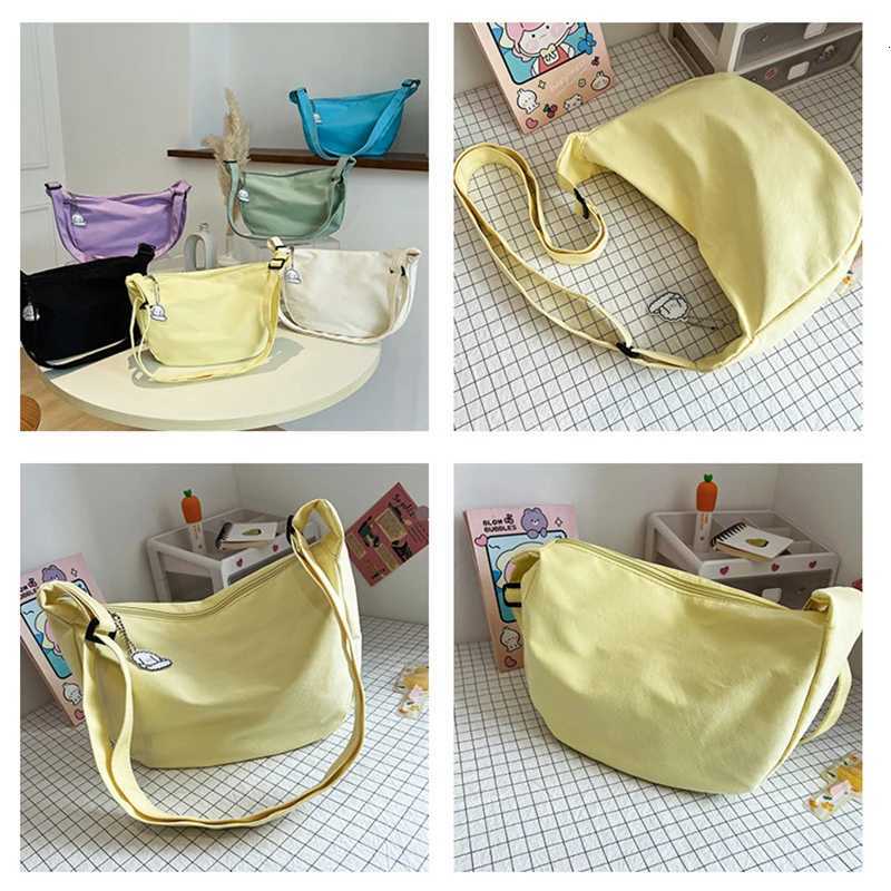 New Women Shoulder Bags Solid Allmatch Simple Fashion Canvas Tote Bag Handbags Large Capacity Colorful Crossbody Bags for WomenT251020