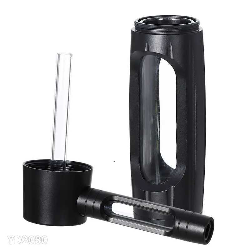 NEW Evil 155mm Dry Burning Grass Smoking Pipe Portable Aluminum AlloyGlass Tobacco Pipes Hookah Shisha Pipa Smoking Accessories Y251020
