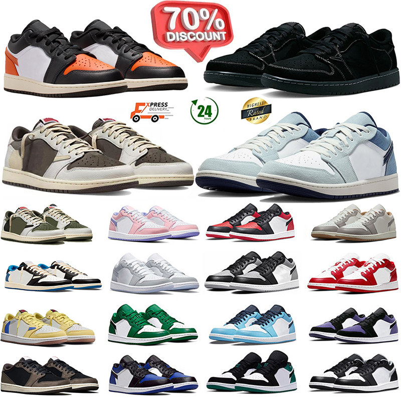 Designer Low Basketball Shoes Fashion UNC Pine Green Pairs University Blue Smoke Grey Red Yellow Banned Bred Black Toe Court Purple Men Women Sneakers 36-47
