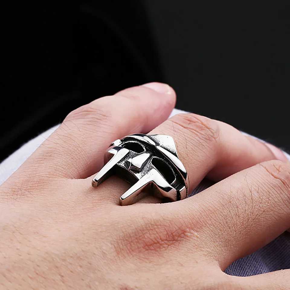 Gothic Vintage Classic Mf Doom Mask Rings Punk Egyptian Pharaoh Stainless Steel Ring For Men Boys Fashion Jewelry Gift Wholwsale J251020
