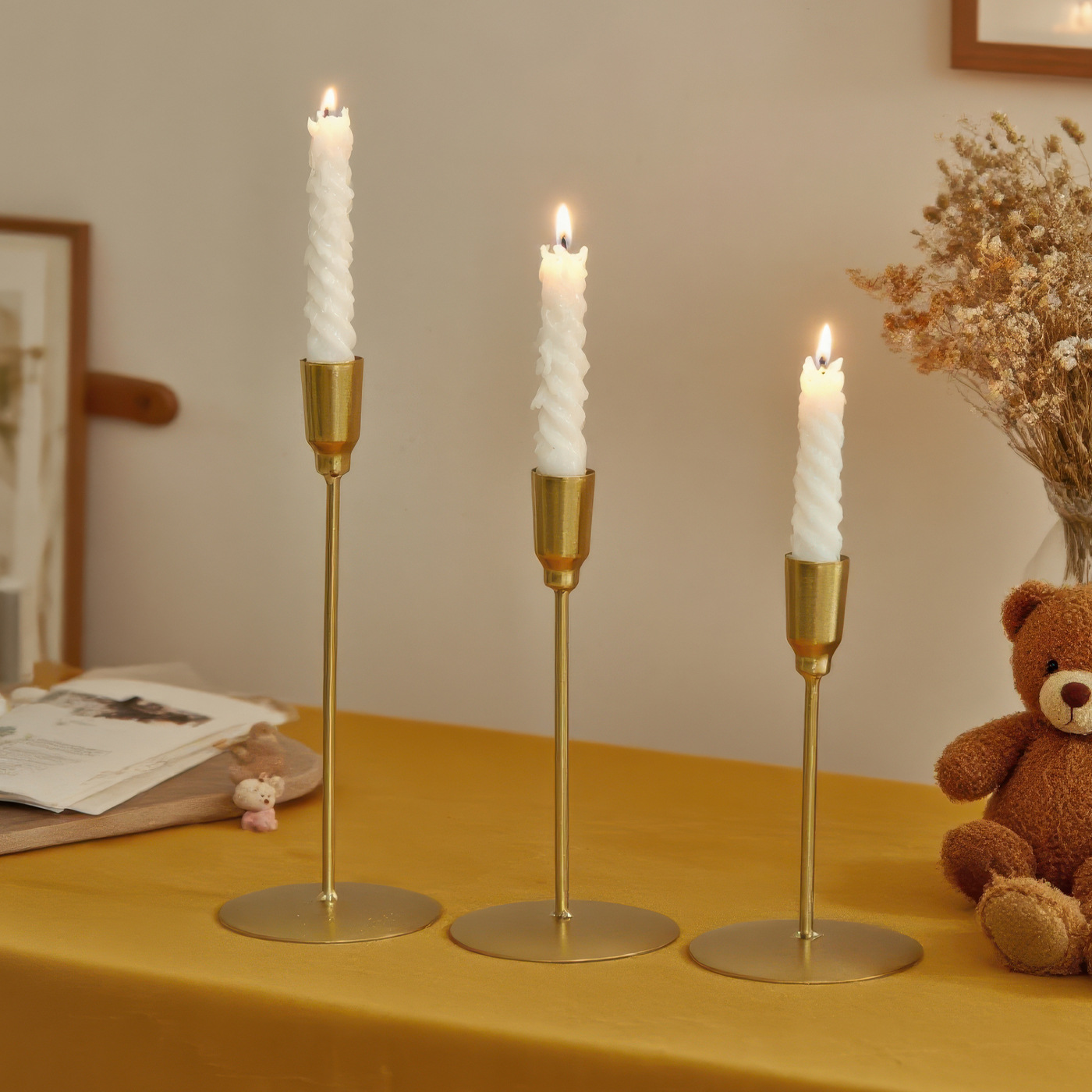 Candlestick Gold Taper Holder Metal Candle Holders for Table Centerpiece,Candle Stands, Wedding, Dinning, Anniversary,Christmas Home Decor H260310