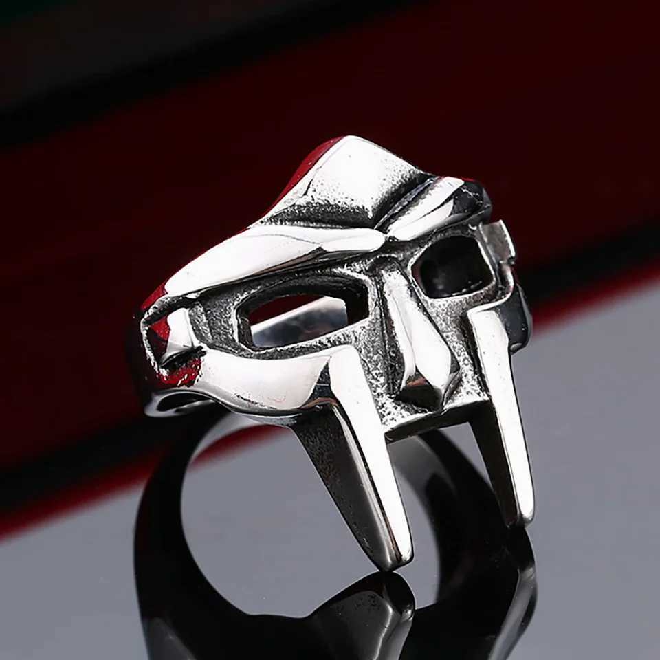 Gothic Vintage Classic Mf Doom Mask Rings Punk Egyptian Pharaoh Stainless Steel Ring For Men Boys Fashion Jewelry Gift Wholwsale J251020