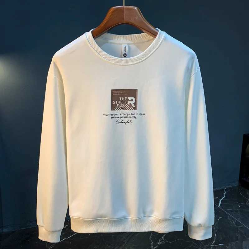 Casual round neck sweatshirt men in spring and autumn 2025 trendy loose fit sportswear drawstring printed long sleeved top W251020