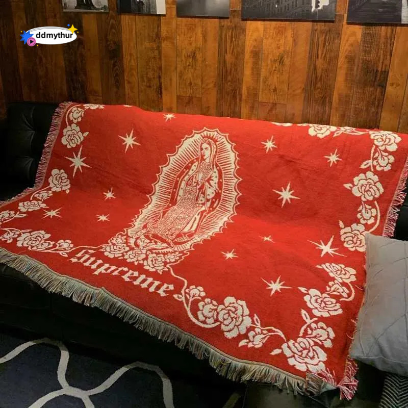 Tapestry Street Art Blanket - Virgin Mary Design, Lightweight Throw for Camping, Sofa Decor, and Xmas Blankets ddmythur