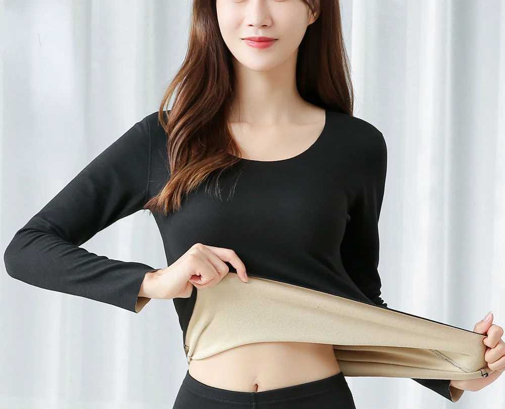 Traceless heat insulation underwear Womens plush thickened suit Autumn clothes and trousers for women medium thick setsT251020