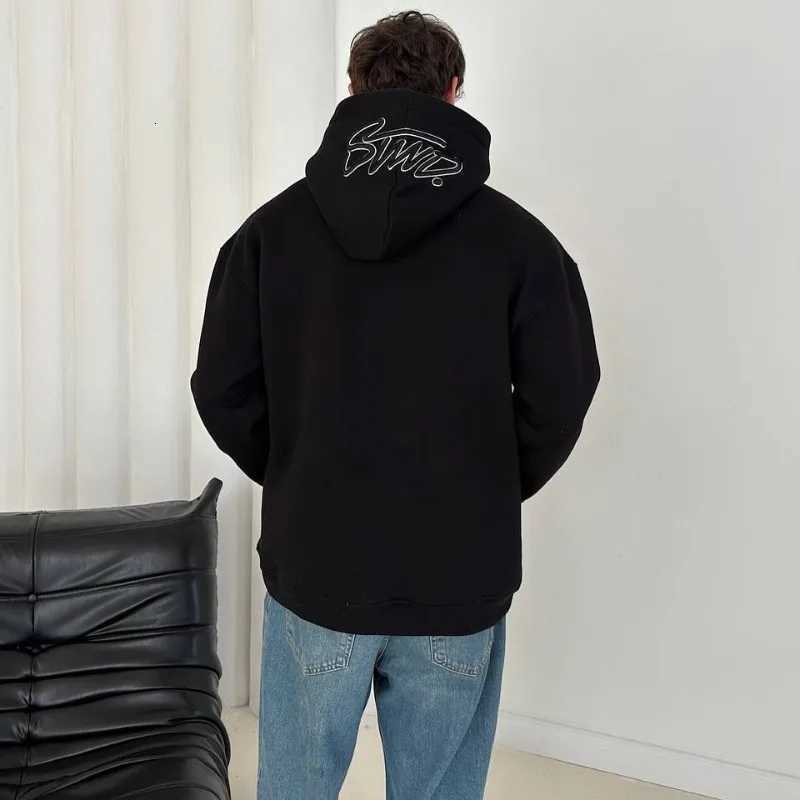 Y2K simple casual retro English letter embroidered black white couple hoodie European American Gothic punk fashion hoodie W251020