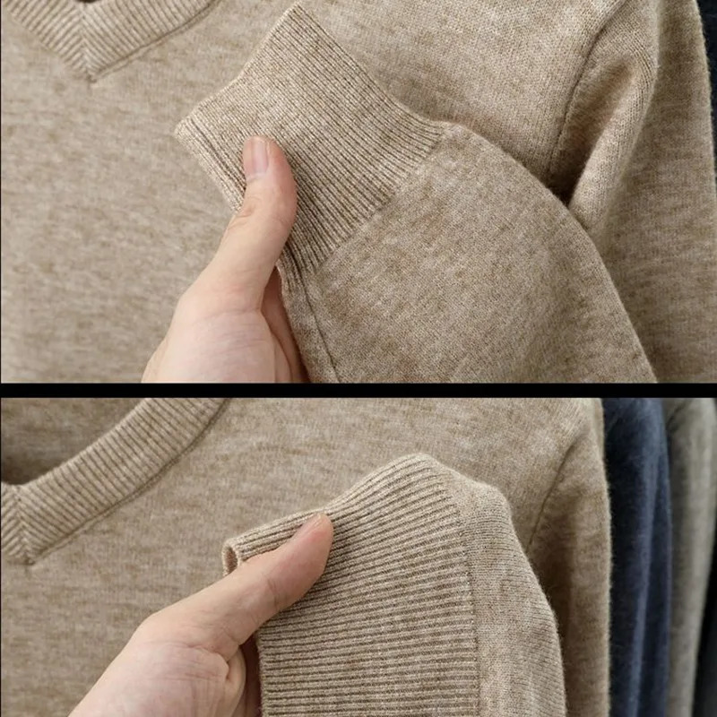 Mens Long Sleeve Knit Pullover Sweater Autumn Winter Soft Thermal Warm Classic Lightweight Black Light Gray 251015