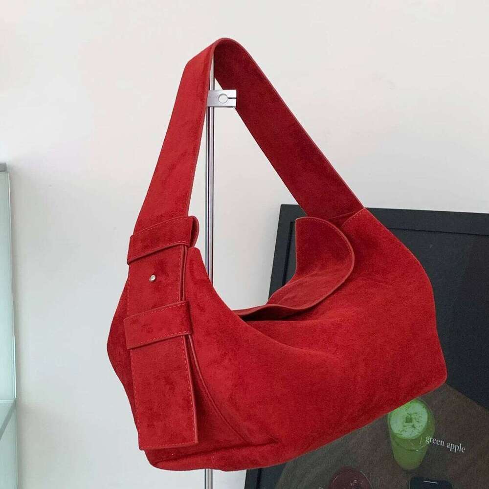 Suede Women's Tote New Niche Design Split Leather Vintage Wide Shoulder Strap Casual Fashion One-Shoulder Crossbody Bag Suotong251020 Suotong1020