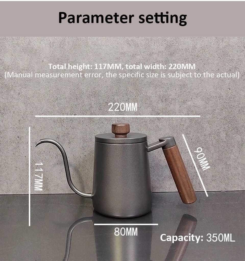 304 Stainless Steel Kitchen Coffee Pot Barista Long Neck Spout Milk Frothing Kettle Coffee Accessories 550 600ml Y251020