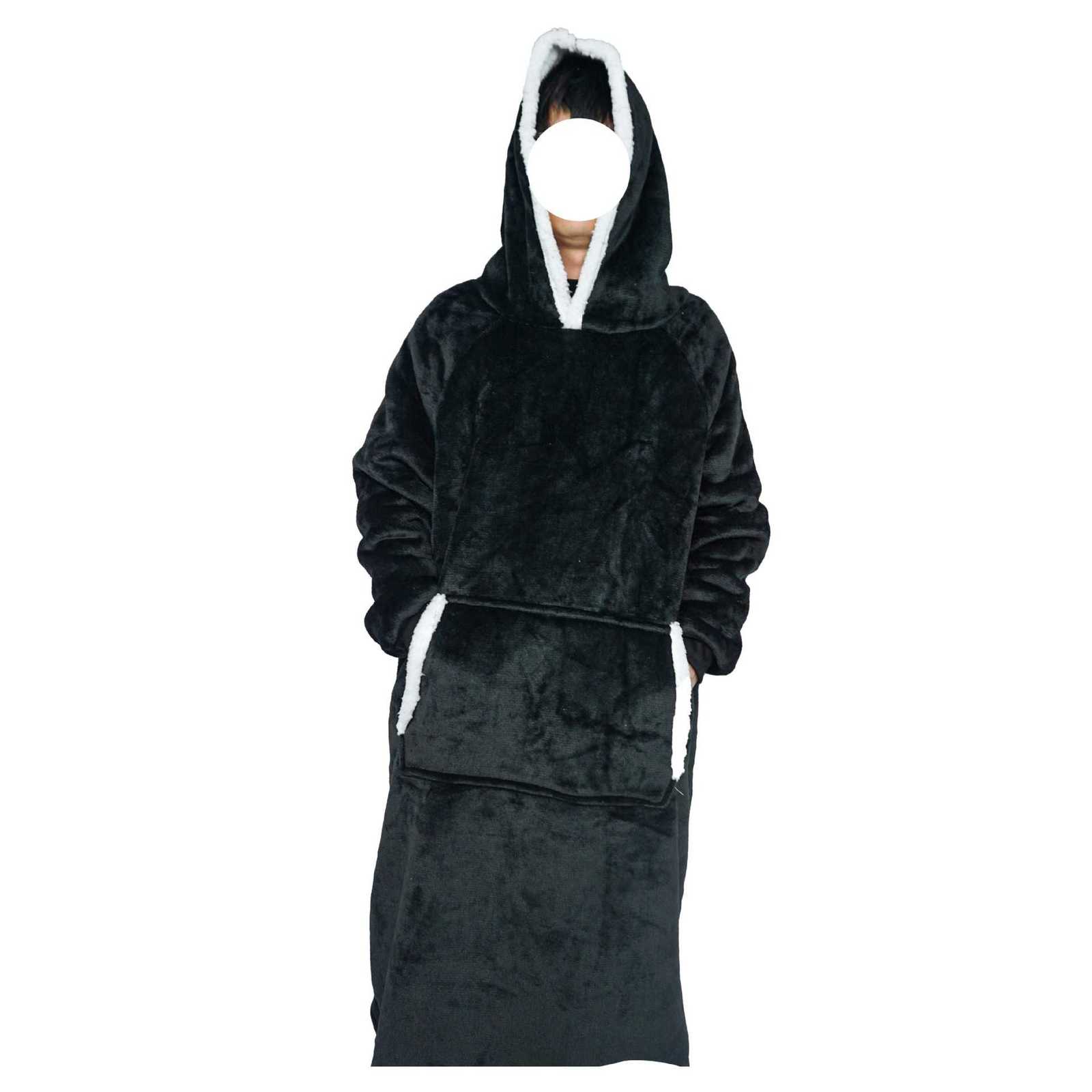 Long Thickened TV Blanket Lazy Blanket TV Blanket Extended Sleep Robe Couple ParentChild Homewear Pullover Pajamas Y251020