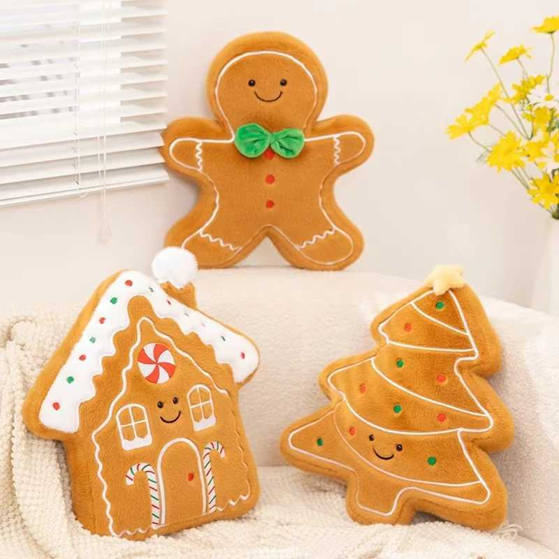 Christmas Doll Cushions Cartoon Snowflake Christmas Tree House Gingerbread Man Plush Toy Figurines Christmas Decorative Gift J251020