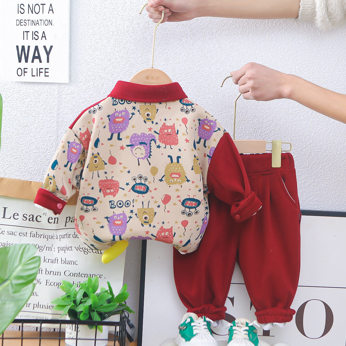 2025 New Hot Selling Fashionable Baby Block Three Piece Cub Set for Children's and Boys' Spring and Autumn Sets Free Shipping