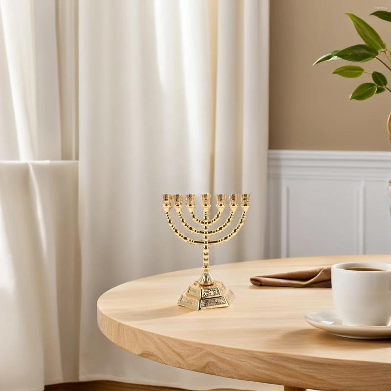 Candle Holders 1 Set 7 Branch Menorah Holder Golden Vintage Candelabrum For Hanukkah Shabbat Table Centerpiece Decorative Jewish H260310