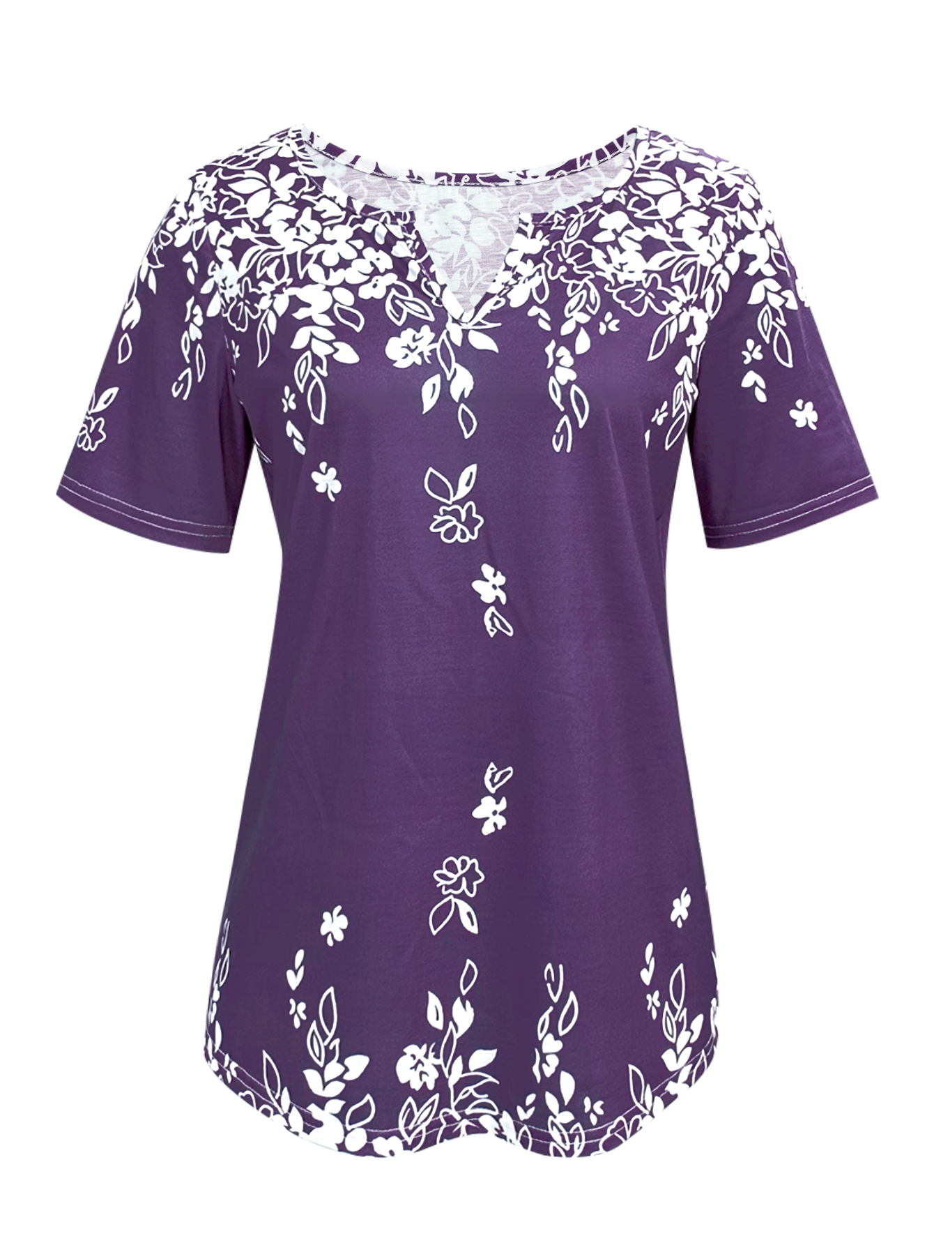 Women's Spring & Autumn Floral Printed Casual Vacation Top, Versatile Milk Silk Blouse-CF24362
