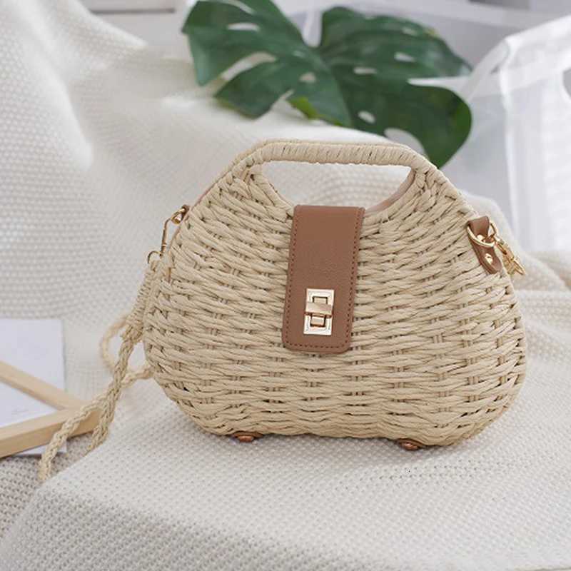 New Fashionable Womens Handheld Straw Bag Luxury Versatile Shoulder Crossbody BagT251020