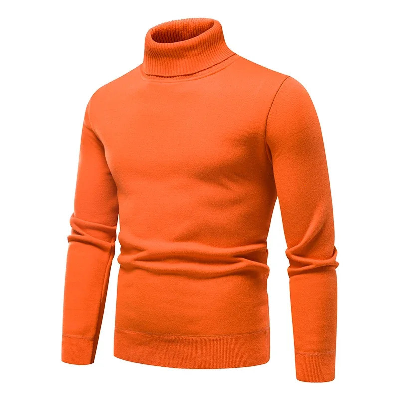 Sweatwear Mens Antipilling High Quality Knitted Turtleneck Sweater Slim Fit Long Sleeve Pullover Solid Color Trend Men Clothing w251015