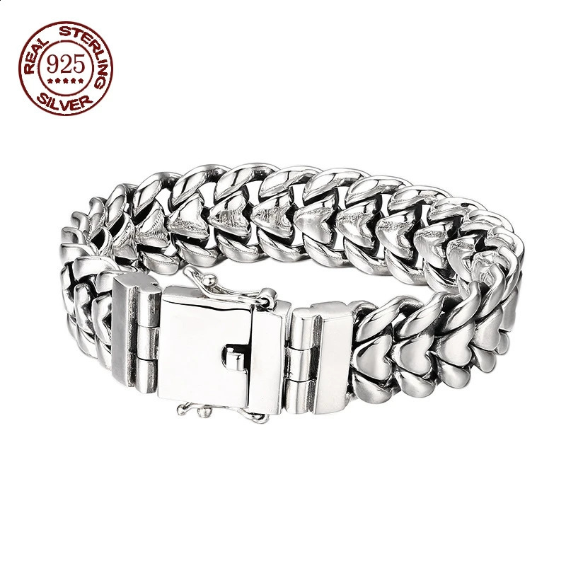 Factory price powerful Cuba S925 sterling silver bracelet mens fashion punk personality European and American hip hop Men Gift251018